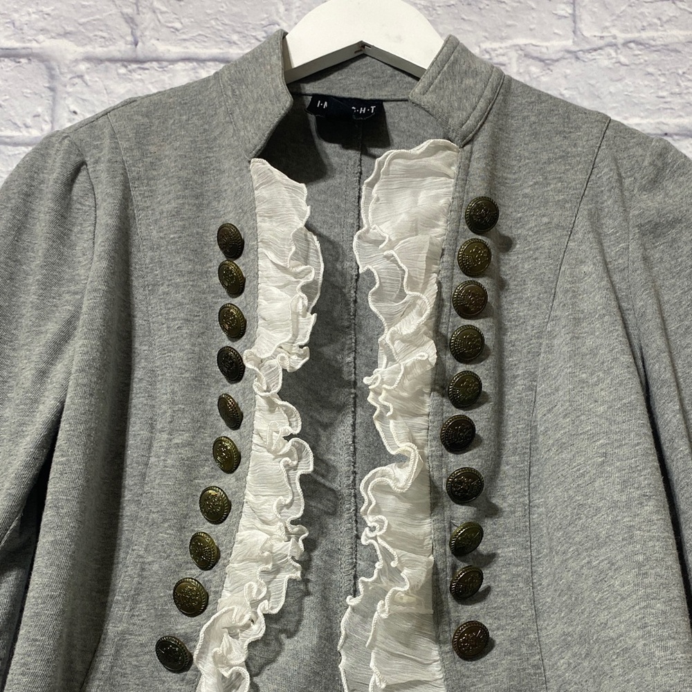 Insight Gray Ruffled Women's Blazer - Picture 3 of 9